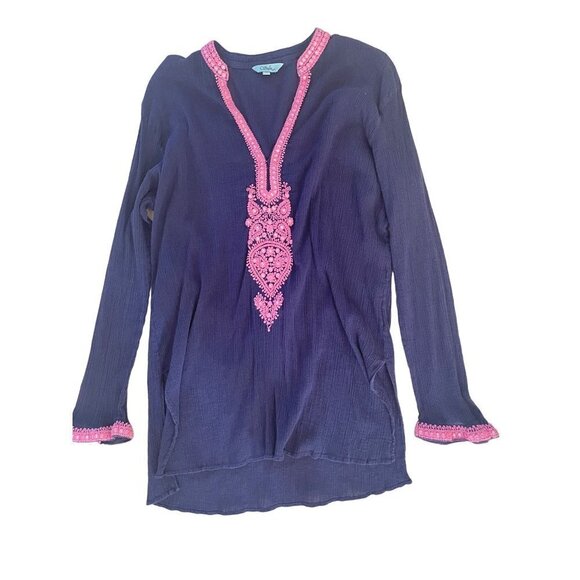 Sulu womens casual long embroidered trim top size 14 - Picture 5 of 8